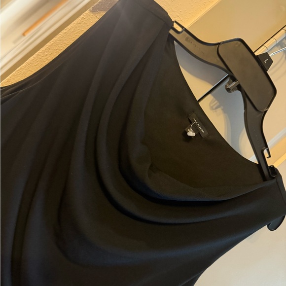 Ann Taylor Black Draped Midi Dress - Picture 3 of 9